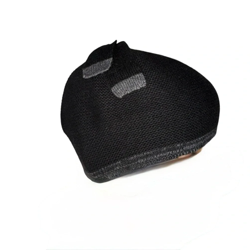 Frank Olive Girl's 100% Wool Knit Black Beanie Hat With Bow Size 2-4 Years